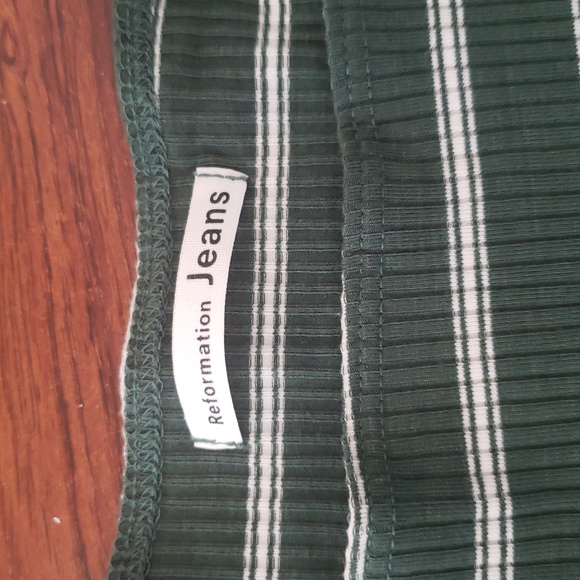 Reformation Striped Green Long Sleeve Chic Feminine Preppy Mini Dress Size XS - Picture 2 of 7